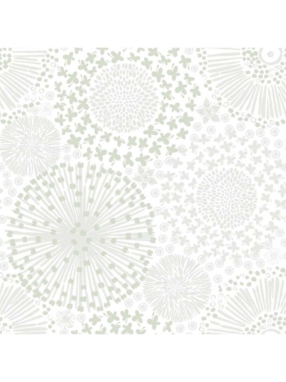 FunStick 17.5"x354" Light Green White Floral Peel and Stick Wallpaper Boho